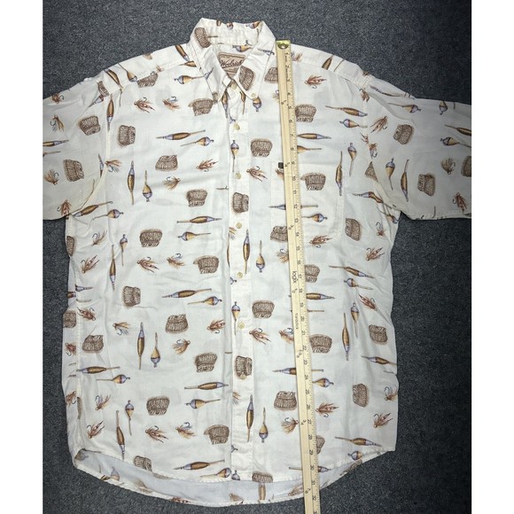 WOOLRICH Button Up Shirt ~ Fish Fishing Tackle Rod Reel Lure ~ Tan Short Sleeve - Picture 5 of 6